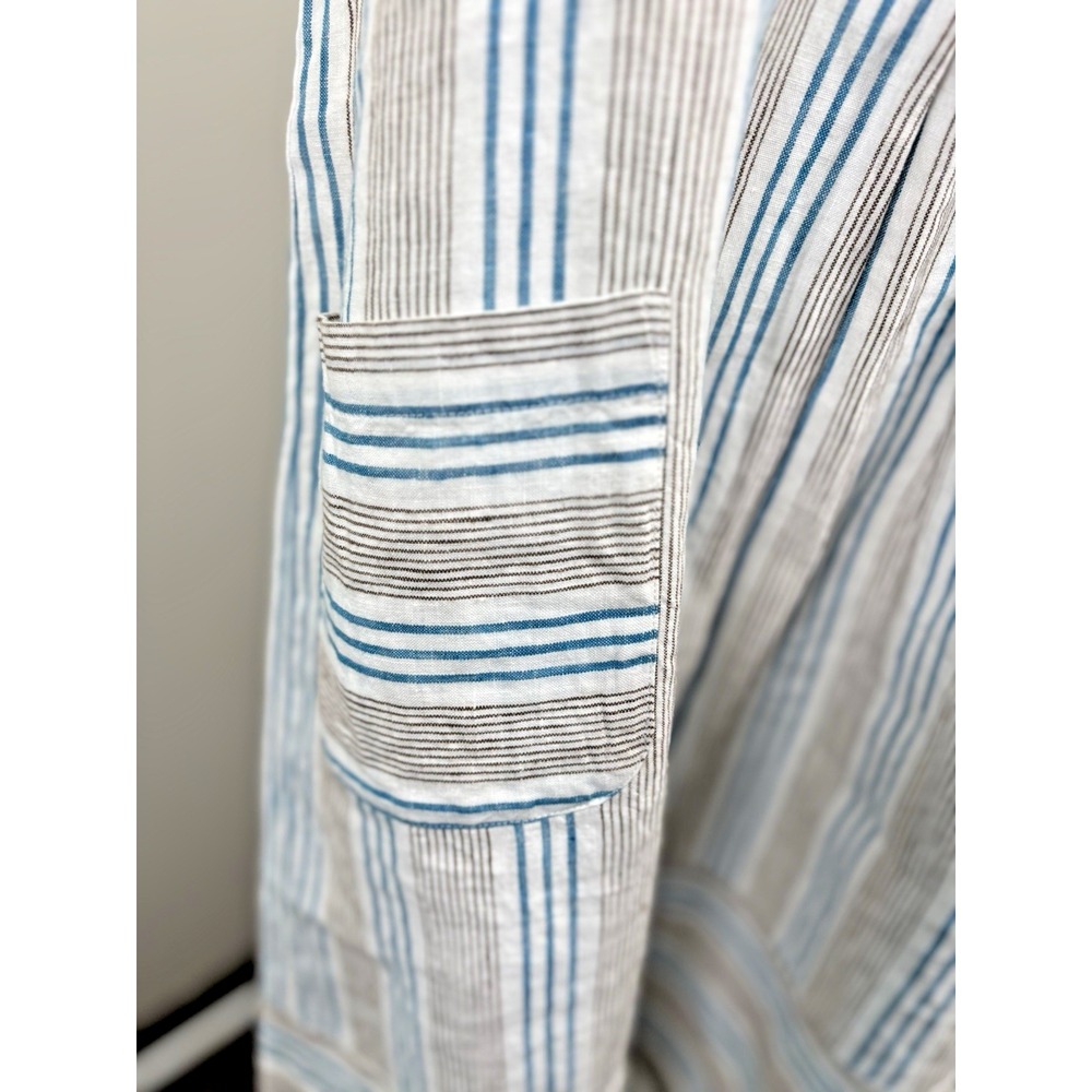 J. Jill‎ Love Linen S Striped Sleeveless  Maxi Linen Dress Pockets Coastal - Picture 3 of 11